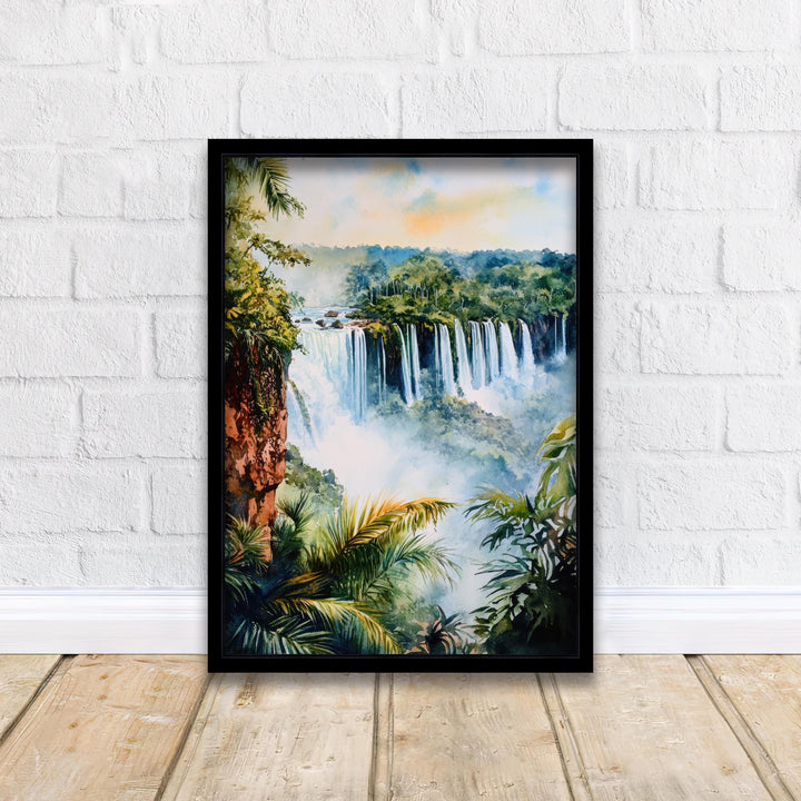 Iguazu Falls Watercolor Art Print, Brazil Argentina Nature Painting, Waterfall Wall Decor, Travel Gift