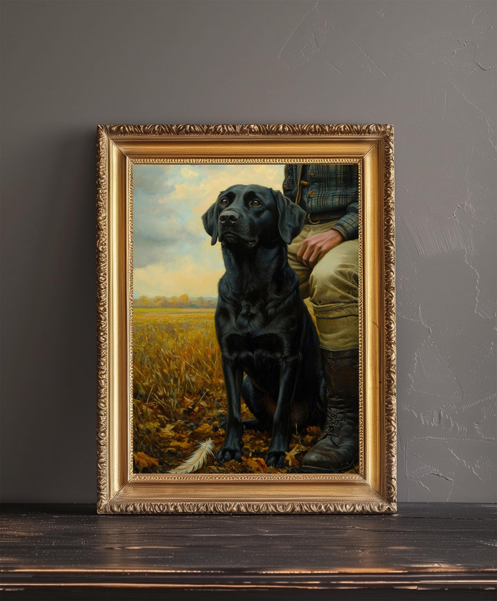 Black Labrador Watercolor Print Cottagecore Decor Rustic Dog Painting Loyal Companion Wall Art