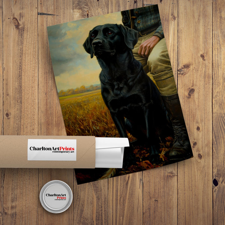 Black Labrador Watercolor Print Cottagecore Decor Rustic Dog Painting Loyal Companion Wall Art