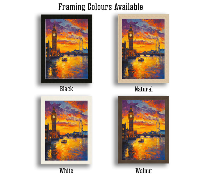 London Skyline Oil Painting Poster England Wall Art City Landmark Print Gift for UK Travel Lovers and Fans of Scenic British Architecture