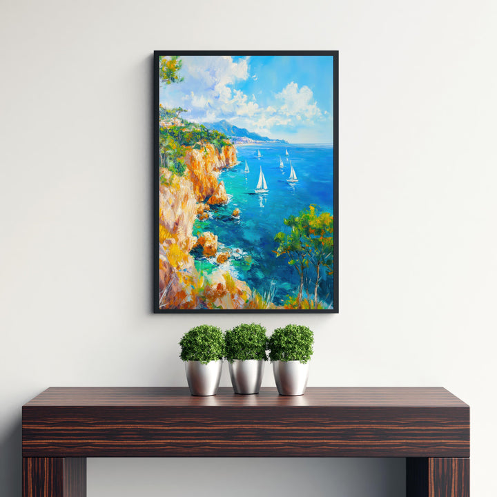 Majorca Oil Painting Poster Spain Wall Art Mediterranean Island Coastal Landscape Print Gift for Europe Travel Lovers and Fans of Scenic