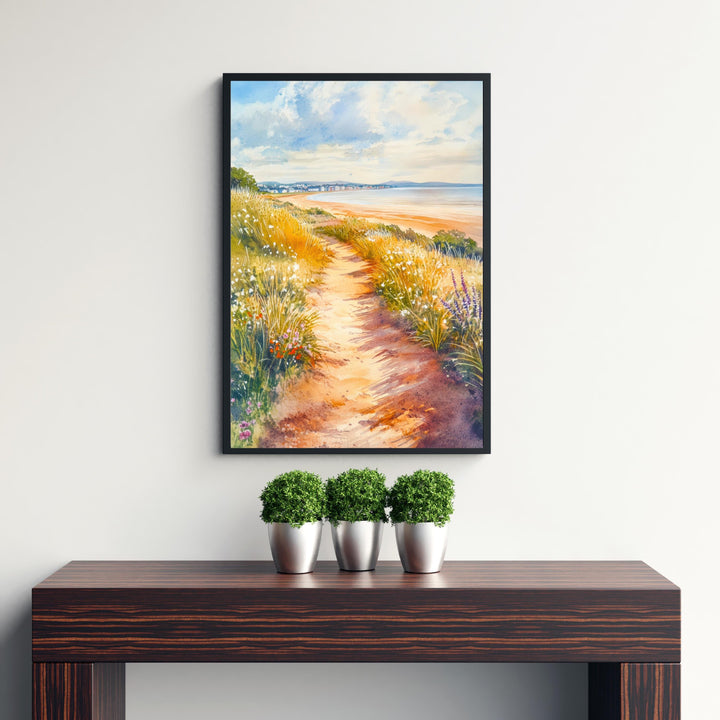 West Kirby Watercolor Painting Poster Wirral England Wall Art Coastal Landscape Print Gift for UK Travel Lovers