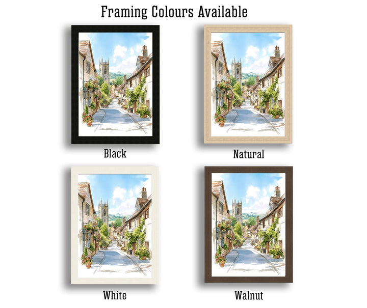 Winchcombe in Cotswolds Watercolour Painting Poster England Wall Art Countryside Village Print Gift for UK Travel Lovers