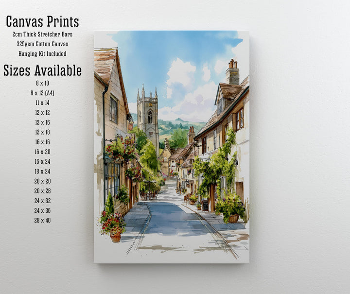 Winchcombe in Cotswolds Watercolour Painting Poster England Wall Art Countryside Village Print Gift for UK Travel Lovers