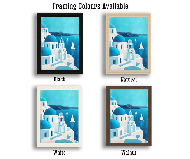 Santorini Minimalist Travel Poster Print Greece Wall Art Mediterranean Island Landscape Gift for Europe Lovers and Fans of Scenic Greek
