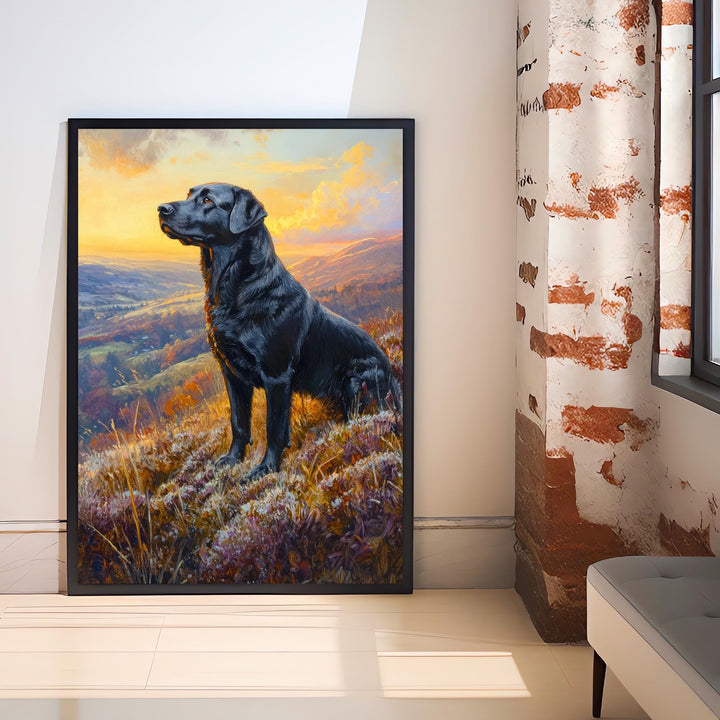 Labrador in Frosty Heather Painting Dark Academia Cottagecore Print Winter Landscape Dog Art