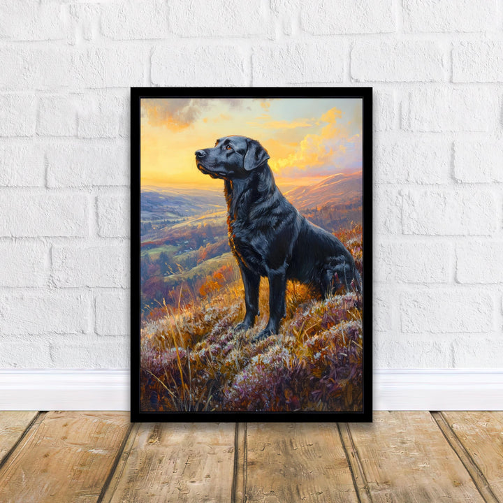 Labrador in Frosty Heather Painting Dark Academia Cottagecore Print Winter Landscape Dog Art