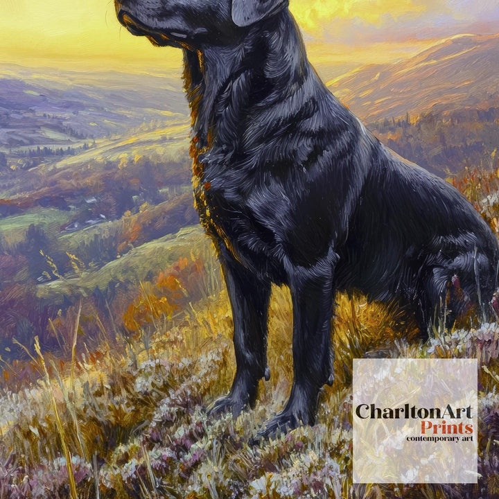 Labrador in Frosty Heather Painting Dark Academia Cottagecore Print Winter Landscape Dog Art