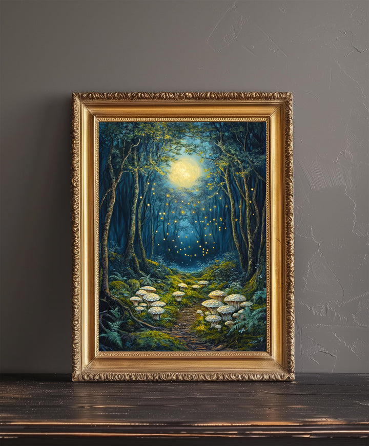 Enchanted Fairy Grove Art Print Mystical Woodland Wall Art Vintage Fantasy Poster for Living Room Bedroom or Gallery Wall Whimsical Nature
