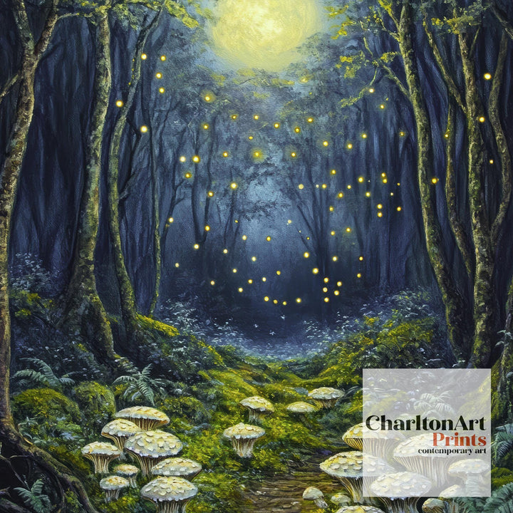 Enchanted Fairy Grove Art Print Mystical Woodland Wall Art Vintage Fantasy Poster for Living Room Bedroom or Gallery Wall Whimsical Nature