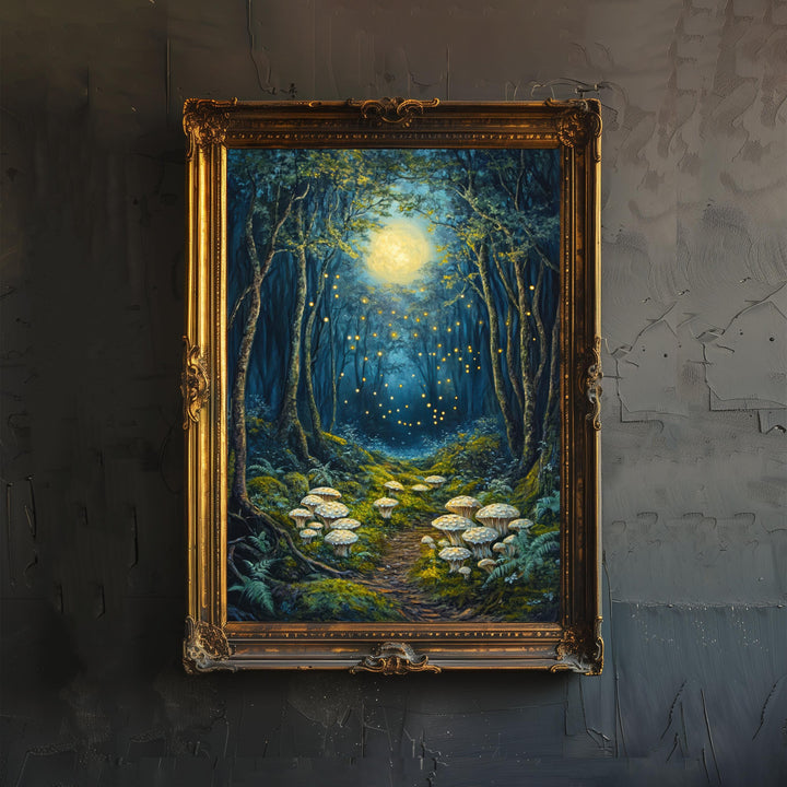 Enchanted Fairy Grove Art Print Mystical Woodland Wall Art Vintage Fantasy Poster for Living Room Bedroom or Gallery Wall Whimsical Nature