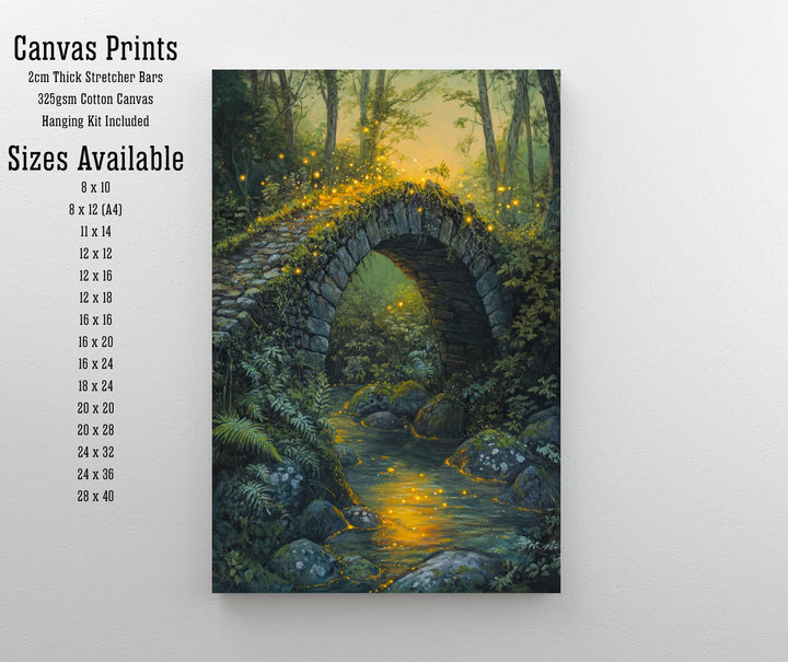 Fairycore Moss Stone Bridge Poster Cottagecore Decor Dark Academia Art Enchanted Woodland Illustration Vintage Nature Wall Art Poster Print