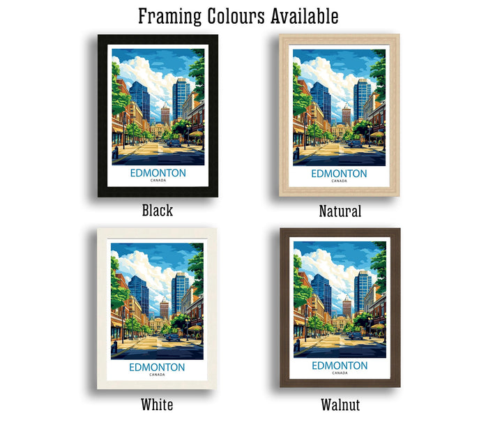 Edmonton Canada Travel Poster Print Alberta Wall Art City Skyline Landscape Gift for North America Lovers and Fans of Scenic Canadian