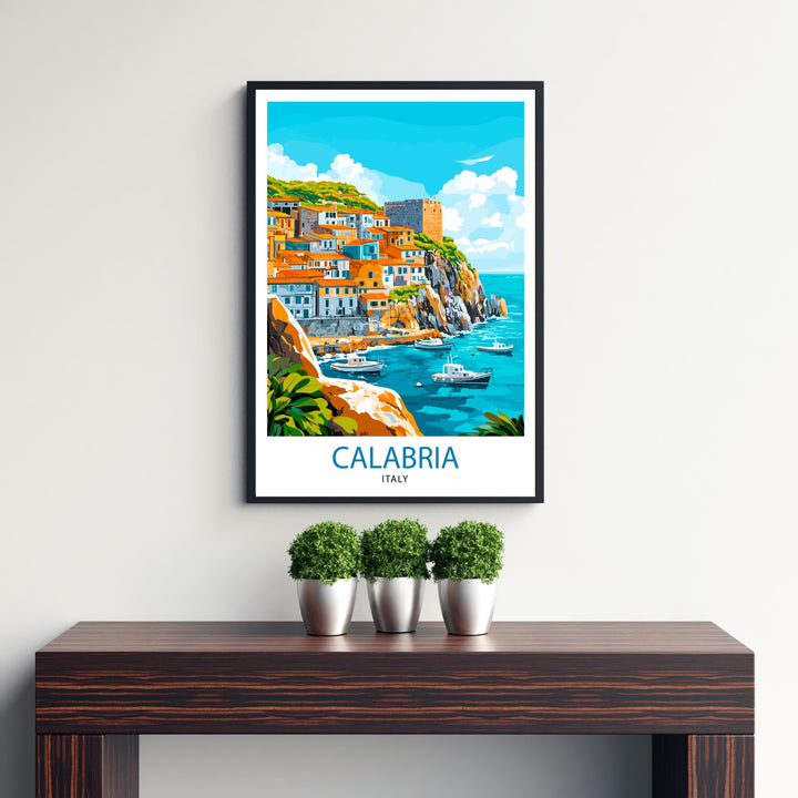 Calabria Italy Travel Poster Print Mediterranean Coastal Wall Art Landscape Gift for Europe Lovers and Fans of Scenic Southern Italian