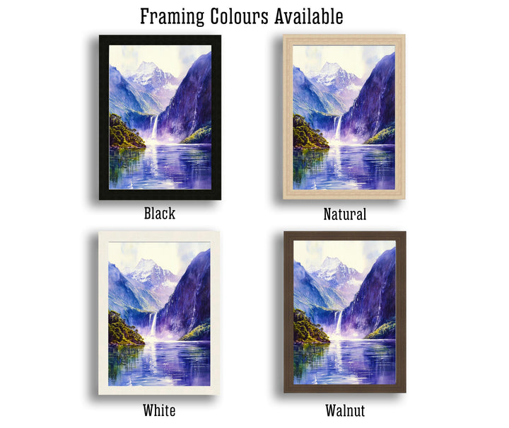 Milford Sound New Zealand Travel Poster Print Wall Art Fiordland Landscape Gift for Oceania Lovers and Fans of Scenic Coastal Mountain