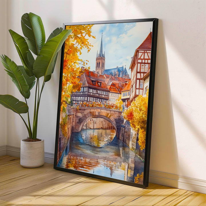 Nuremberg Germany Watercolor Poster Painting Wall Art Historic City Landscape Print Gift for Europe Lovers and Fans of Scenic German