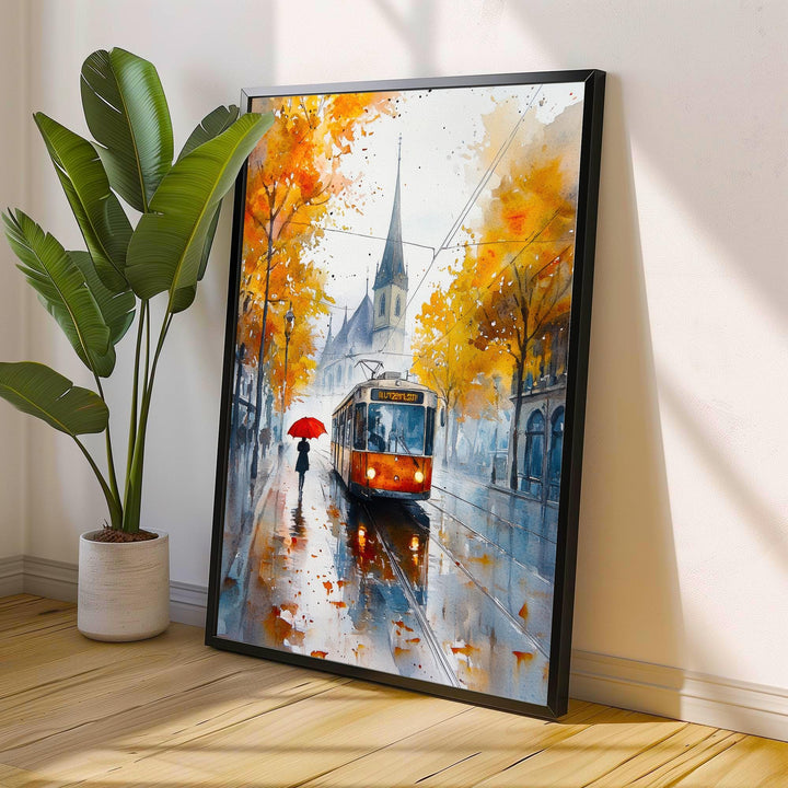 Zurich Watercolour Painting Poster Switzerland Wall Art Historic City Landscape Print Gift for Europe Travel Lovers and Fans