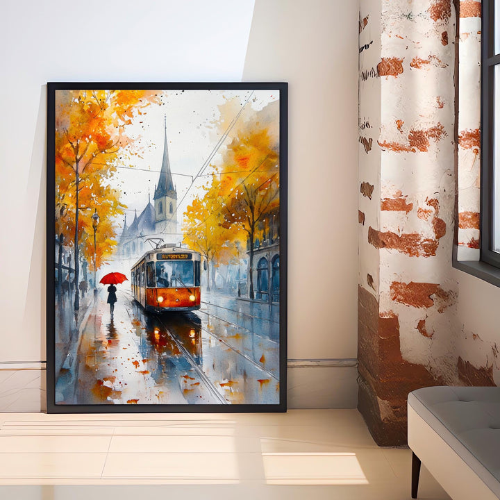 Zurich Watercolour Painting Poster Switzerland Wall Art Historic City Landscape Print Gift for Europe Travel Lovers and Fans