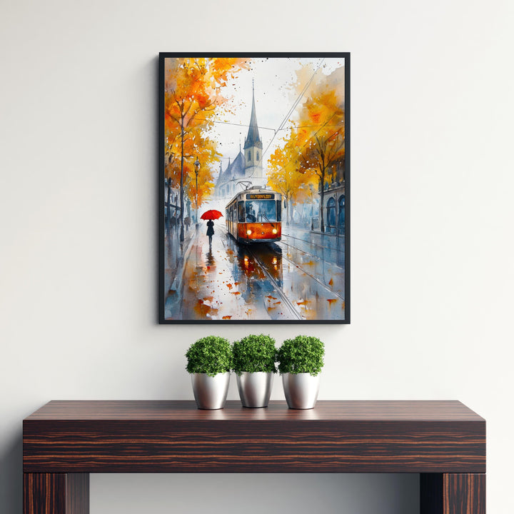 Zurich Watercolour Painting Poster Switzerland Wall Art Historic City Landscape Print Gift for Europe Travel Lovers and Fans