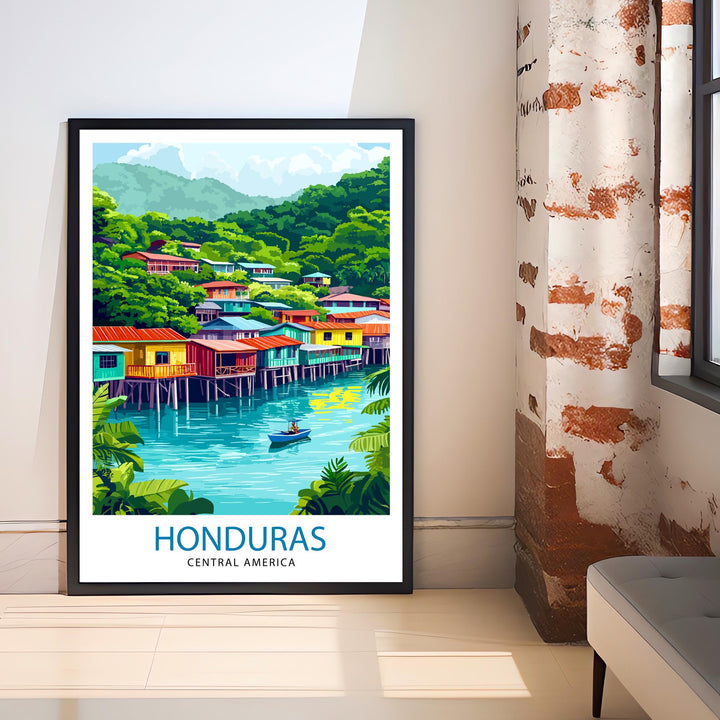 Honduras Central America Travel Poster Print Wall Art Tropical Landscape Gift for Latin America Lovers and Fans of Scenic Caribbean