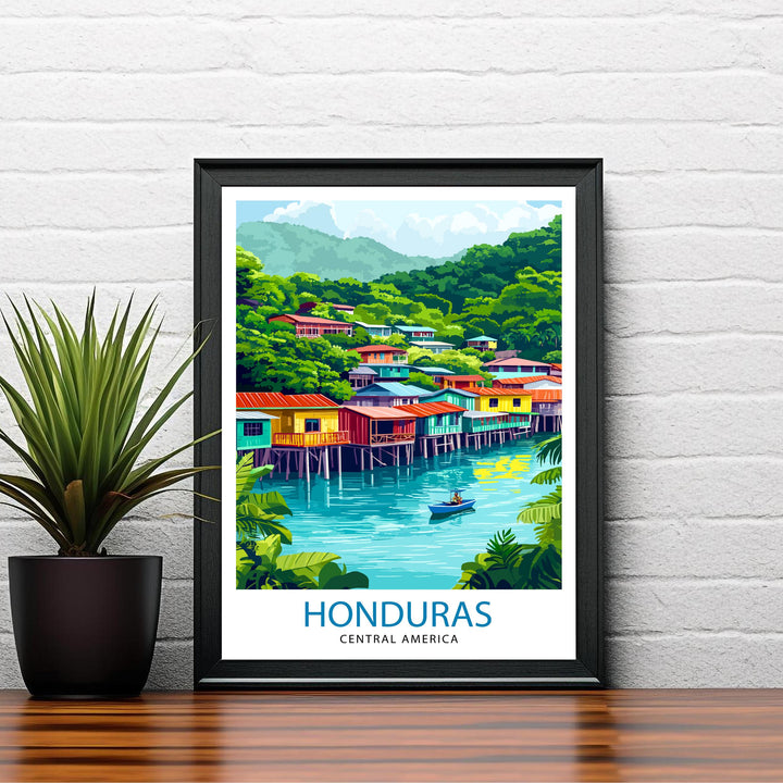 Honduras Central America Travel Poster Print Wall Art Tropical Landscape Gift for Latin America Lovers and Fans of Scenic Caribbean