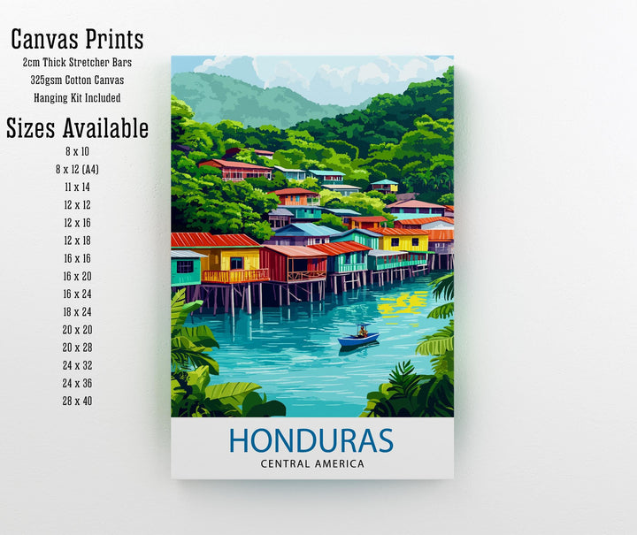 Honduras Central America Travel Poster Print Wall Art Tropical Landscape Gift for Latin America Lovers and Fans of Scenic Caribbean