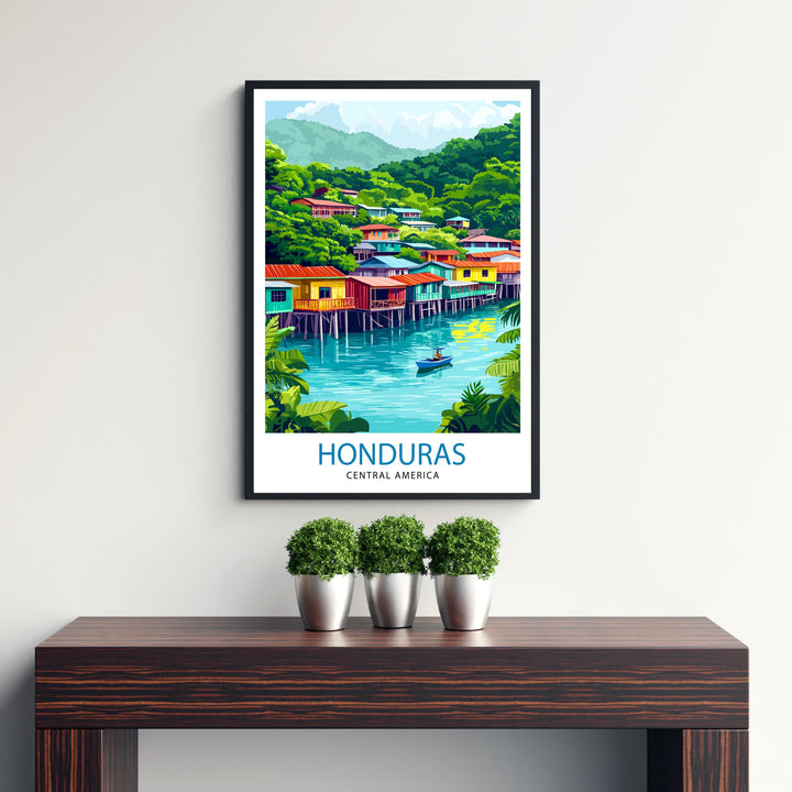 Honduras Central America Travel Poster Print Wall Art Tropical Landscape Gift for Latin America Lovers and Fans of Scenic Caribbean