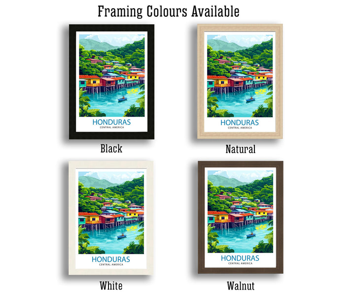 Honduras Central America Travel Poster Print Wall Art Tropical Landscape Gift for Latin America Lovers and Fans of Scenic Caribbean