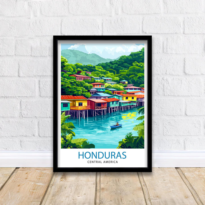 Honduras Central America Travel Poster Print Wall Art Tropical Landscape Gift for Latin America Lovers and Fans of Scenic Caribbean