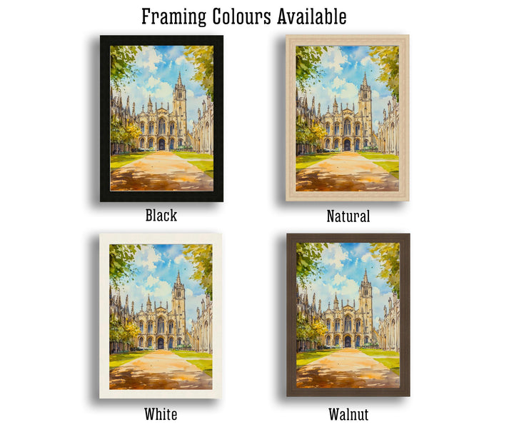 King's College Chapel Cambridge Watercolour Print UK Architecture Art Perpendicular Gothic Fan Vaulting University City College Wall Decor