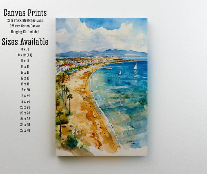 La Manga Spain Watercolour Print Mar Menor Coastal Art Spanish Beach Poster Mediterranean Sea Landscape Murcia Region Travel Wall Decor
