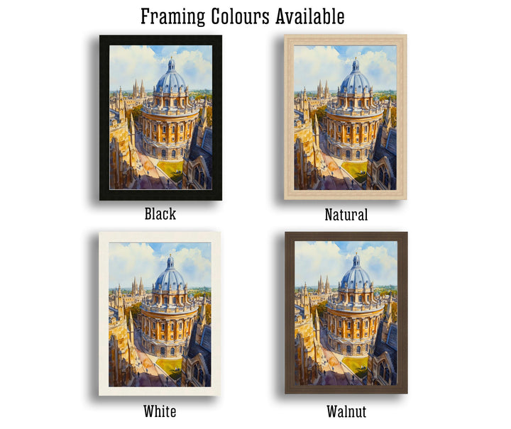 Oxford Watercolour Painting Poster Radcliffe Camera Bodleian Library University City Architecture England Travel Print City of Dreaming