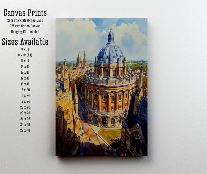Oxford Watercolour Painting Poster Radcliffe Camera Bodleian Library University City Architecture England Travel Print City of Dreaming