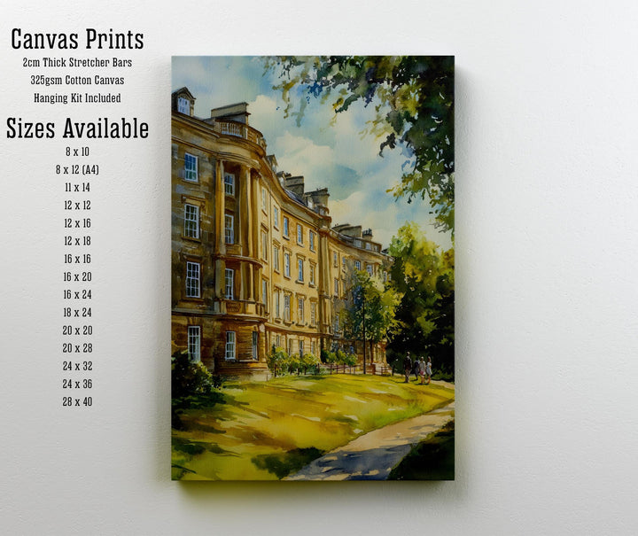 Royal Crescent Bath Watercolour Print Georgian Architecture Art John Wood the Younger Jane Austen Home Decor UK Travel Poster
