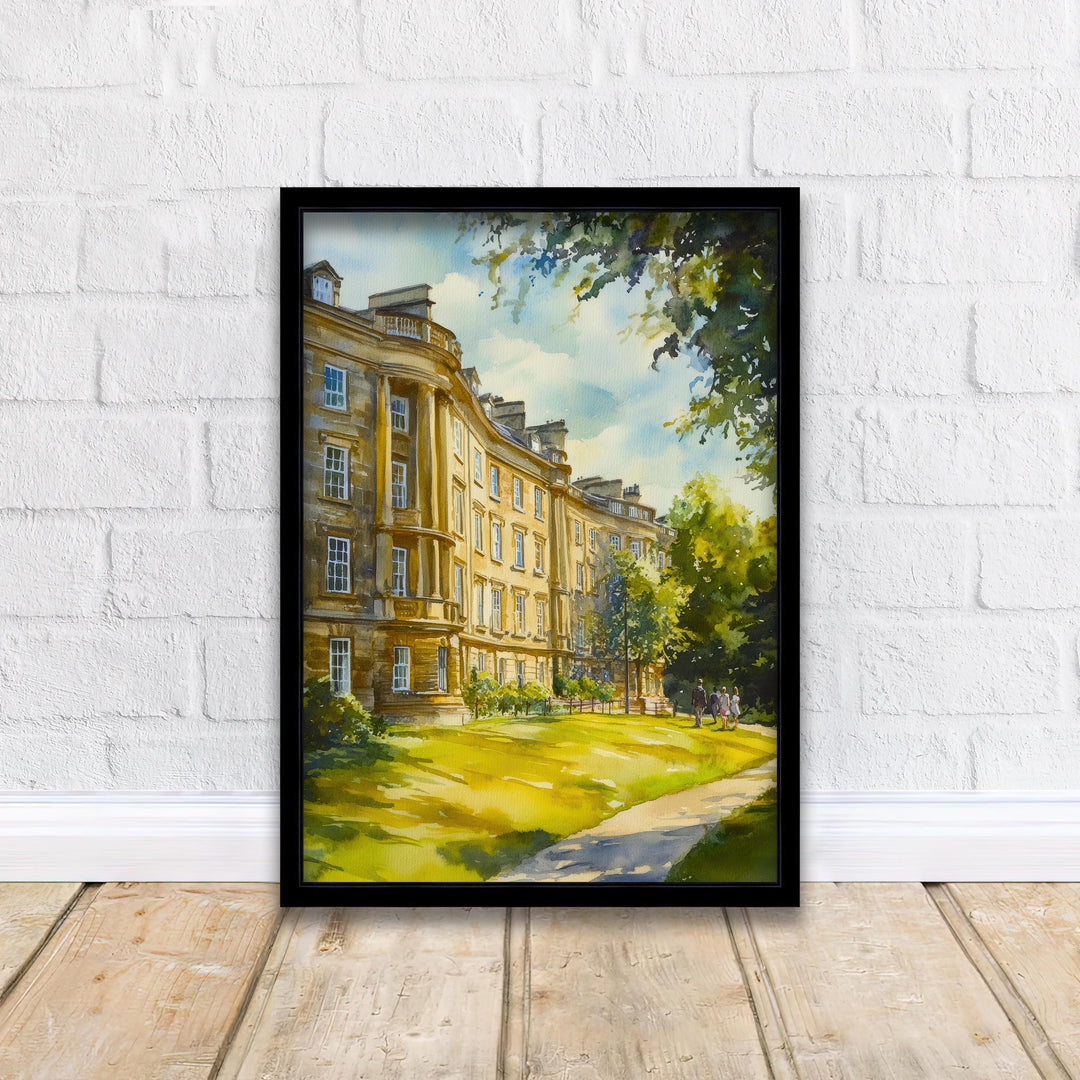 Royal Crescent Bath Watercolour Print Georgian Architecture Art John Wood the Younger Jane Austen Home Decor UK Travel Poster