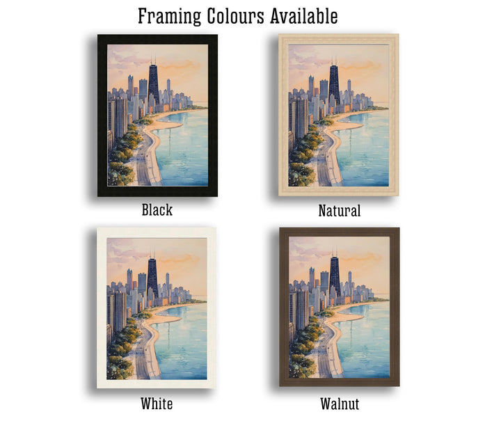 Chicago Skyline Watercolor Art Print, Cityscape Painting, Illinois Travel Decor, Architecture Lover Gift