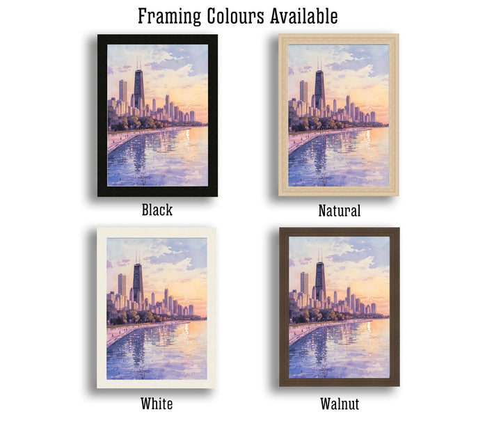 Chicago Skyline Watercolor Art Print, Cityscape Painting, Illinois Travel Decor, Architecture Lover Gift