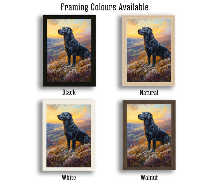 Labrador in Frosty Heather Painting Dark Academia Cottagecore Print Winter Landscape Dog Art