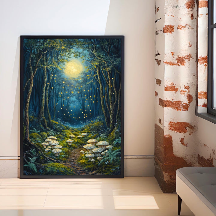 Enchanted Fairy Grove Art Print Mystical Woodland Wall Art Vintage Fantasy Poster for Living Room Bedroom or Gallery Wall Whimsical Nature