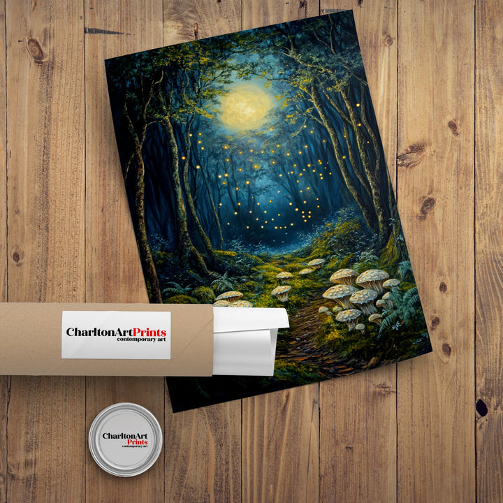 Enchanted Fairy Grove Art Print Mystical Woodland Wall Art Vintage Fantasy Poster for Living Room Bedroom or Gallery Wall Whimsical Nature