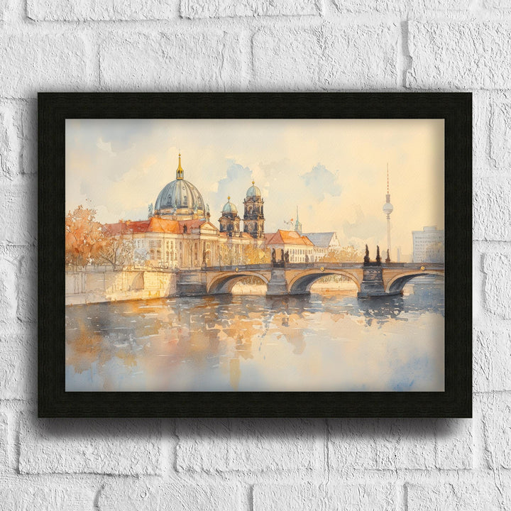 Berlin Germany Watercolor Painting Berlin Skyline Art Berlin Print Scenic Cityscape Decor