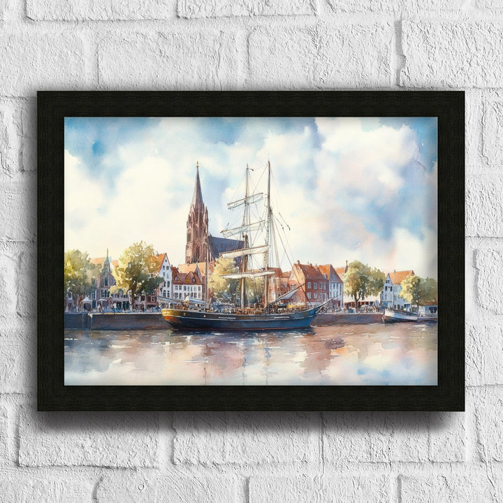 Bremen Travel Poster Print Germany Wall Art Historic City Landscape Gift for Europe Lovers and Fans of Scenic German Architecture