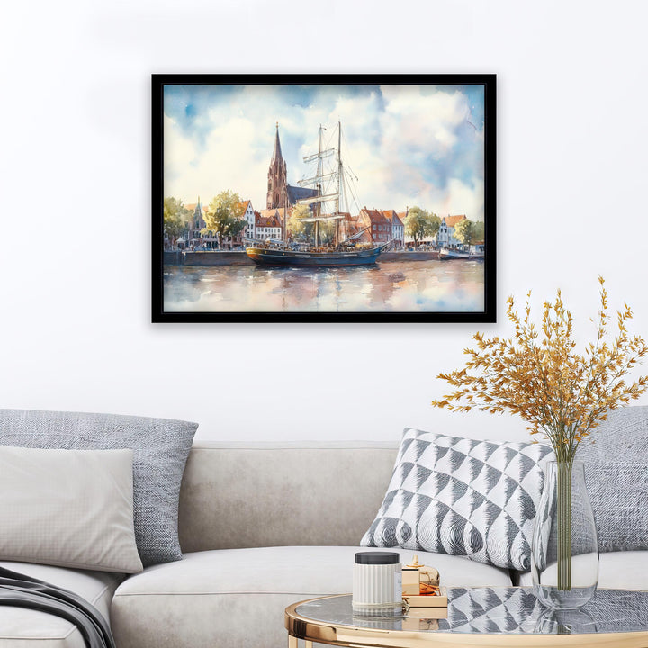 Bremen Travel Poster Print Germany Wall Art Historic City Landscape Gift for Europe Lovers and Fans of Scenic German Architecture