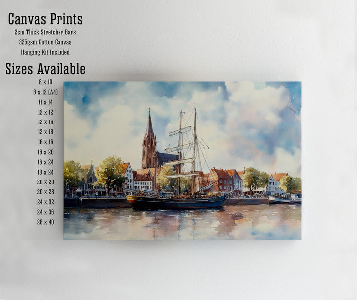 Bremen Travel Poster Print Germany Wall Art Historic City Landscape Gift for Europe Lovers and Fans of Scenic German Architecture