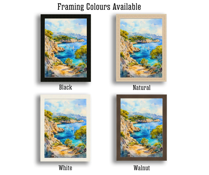 Majorca Watercolor Painting Poster Spain Wall Art Mediterranean Island Landscape Print Gift for Europe Lovers and Fans of Scenic Balearic