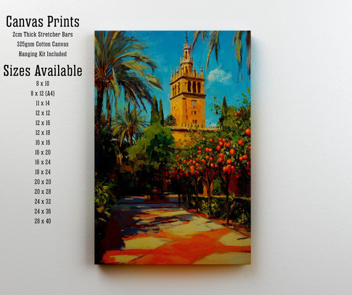 Seville Spain Oil Painting Poster Andalusia Wall Art Historic City Landscape Print Gift for Europe Travel Lovers and Fans of Scenic Spanish