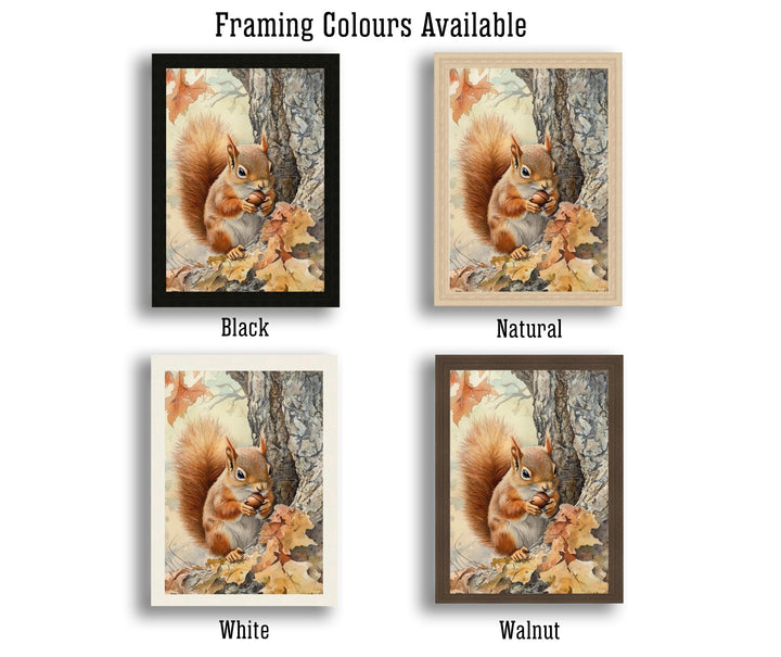 Red Squirrel Watercolour Poster Cottagecore Decor Nature Art Vintage Wildlife Illustration Rustic Woodland Wall Art Poster Print