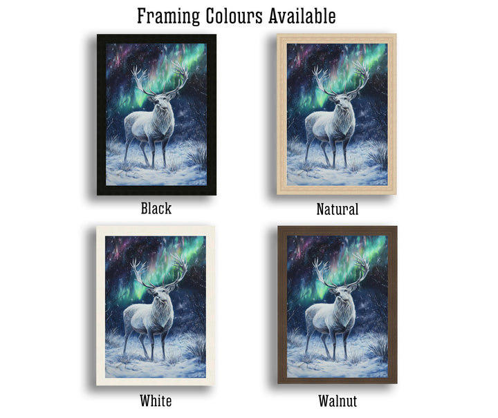 White Stag with Shimmering Antlers Poster Cottagecore Decor Dark Academia Art Enchanted Wildlife Illustration Vintage Nature Wall Art Poster