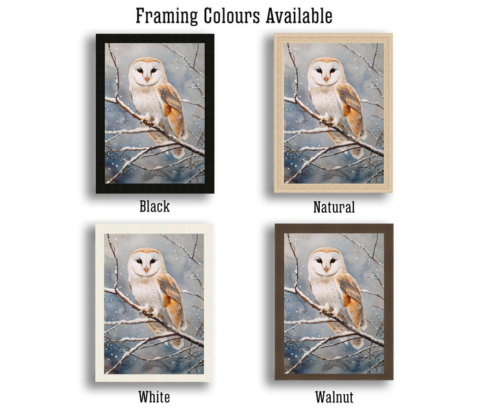 Owl Perched on Winter Branch Poster Cottagecore Decor Dark Academia Art Vintage Wildlife Illustration Rustic Nature Wall Art Poster Print