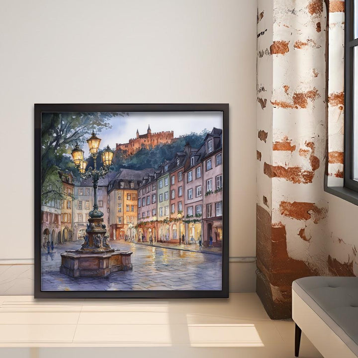 Heidelberg Watercolour Painting Poster Germany Wall Art Historic City Landscape Print Gift for Europe Lovers and Fans of Scenic German